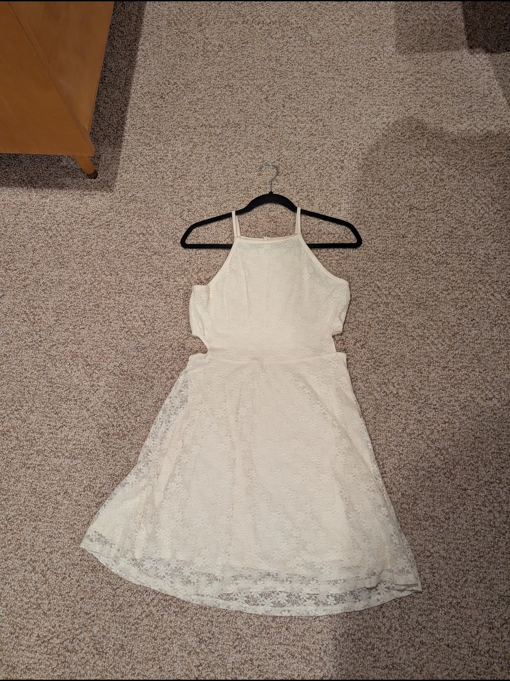 Garage Cream Lace Midi Dress with Halter Neck